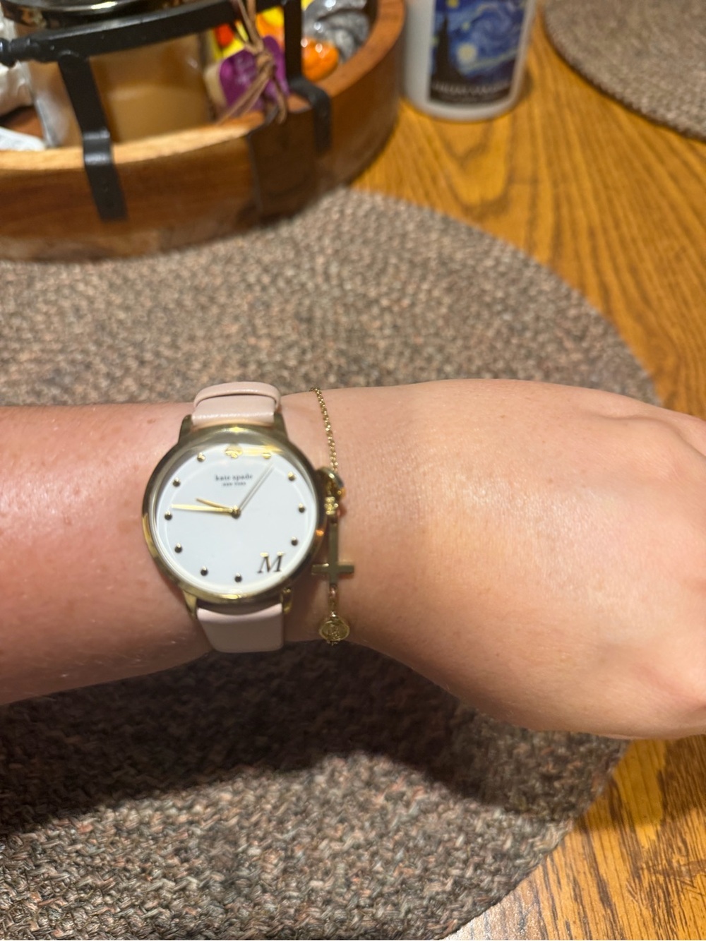 kate spade Pale Pink Leather Strap Watch with Gold Accents